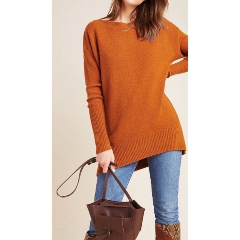 Nicole Miller Women's size S 2 Ply 100% Cashmere Sweater Rust Orange Fall b4